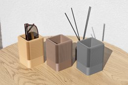 Modern Ribbed Square Organizer in Earthy Tones – Minimalist Desk, Vanity, or Home Storage Solution, Minimalist Modern Office Design Deco