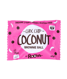 Organic, vegan, gluten-free choc chip coconut brownie ball by Roobar, 40g.