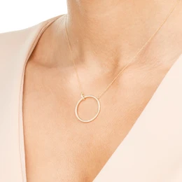 Large circle necklace with diamonds, 18K yellow gold