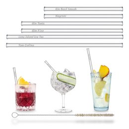 Gin Cocktail Namen Glasstrohhalme graviert Gemischtes Set 3 Längen 6 Stück
