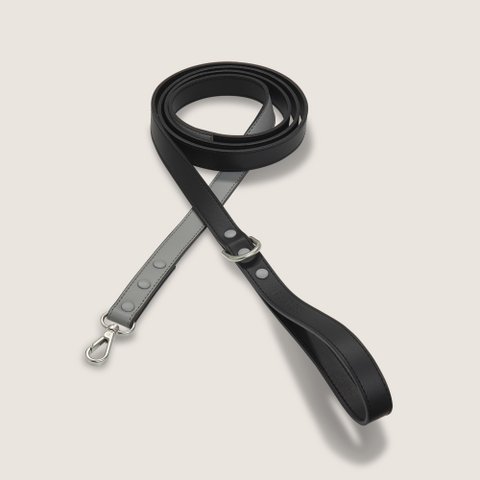 Vegan Leather Leash Bo - Grey