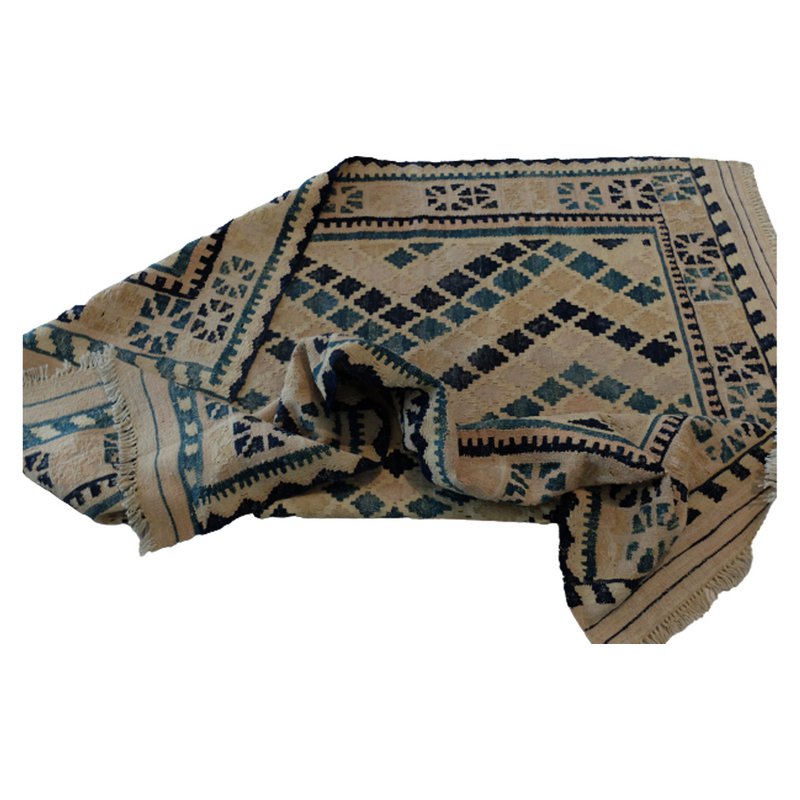 Alfombra Kilim de Rafia de Lana Hecha a Mano