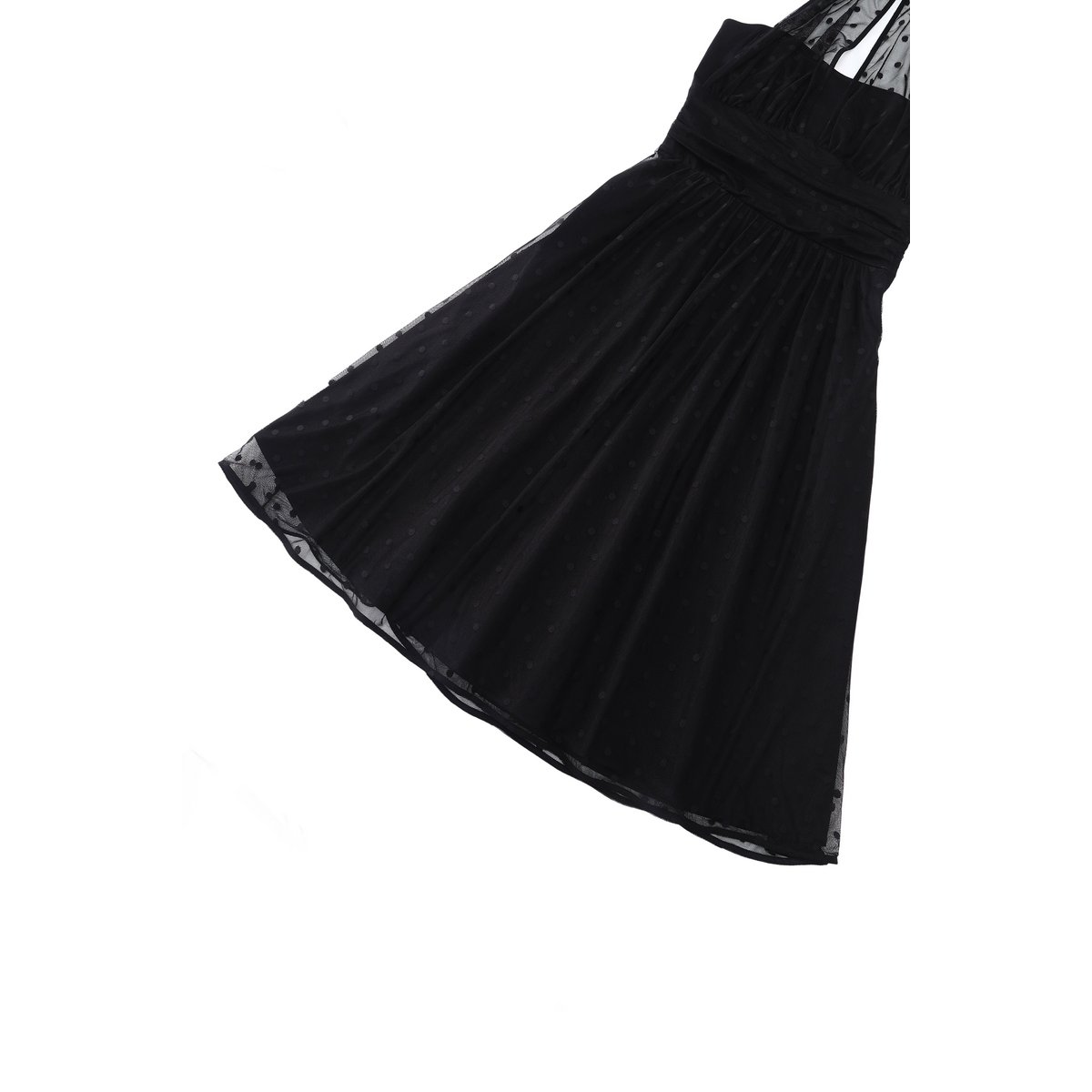 EU STOCK Dorothea Black Polka Dot Mesh Halter Dress