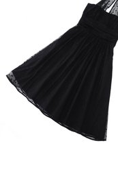 EU STOCK Dorothea Black Polka Dot Mesh Halter Dress