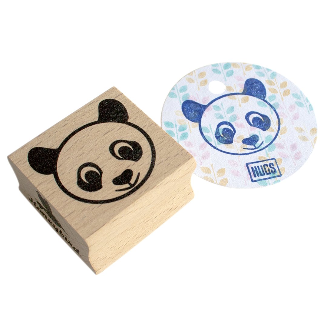 Panda hoved træ gummistempel