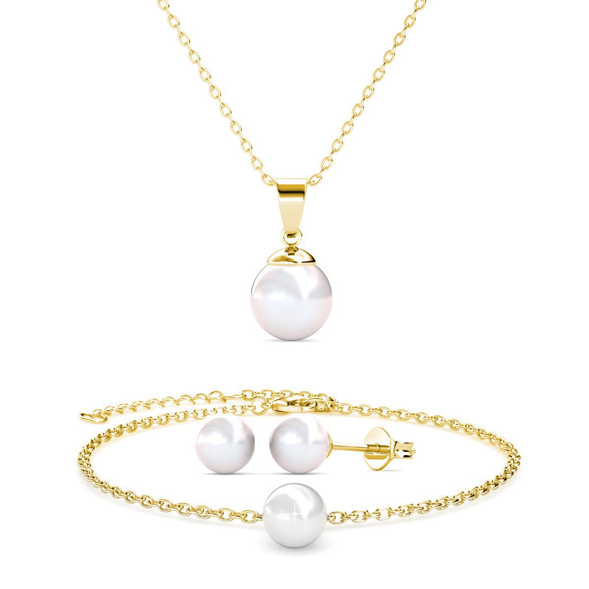 Mother of pearl Trio Sets - Gold and Crystal