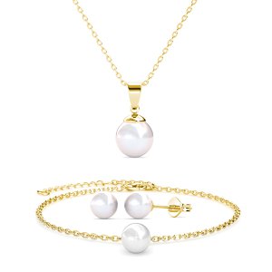 Parelmoer Triosets - Goud en Kristal