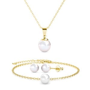 Parelmoer Triosets - Goud en Kristal