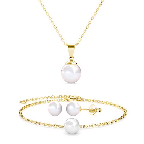Perlmutt-Trio-Sets – Gold und Kristall