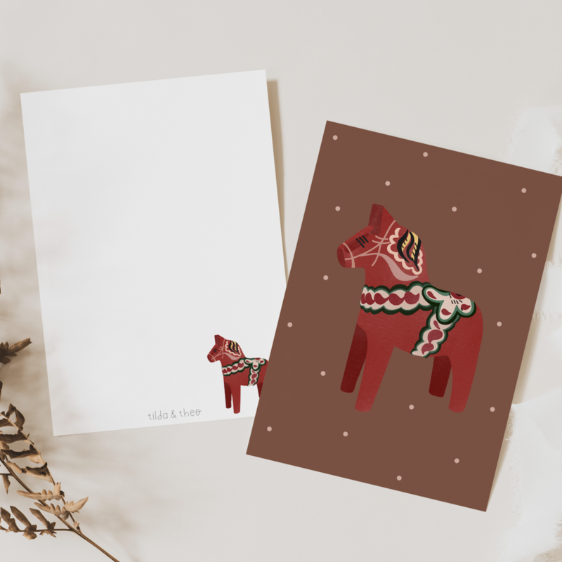 Christmas card Sweden - Dala horse