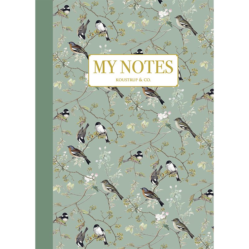 Notizheft – Muster „Gartenvögel“.