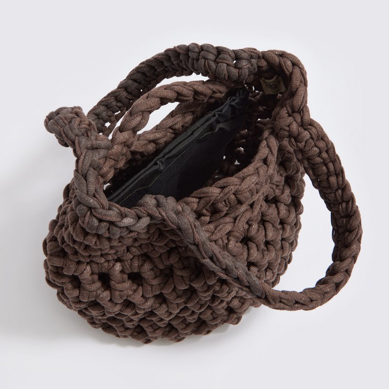 Borsa tote "Sparti" lavorata a mano con custodia impermeabile color moka