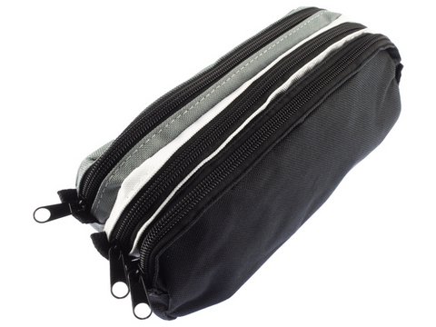 Etui Kangaro 3 vaks zwart/wit/grijs ca 25x9x11cm