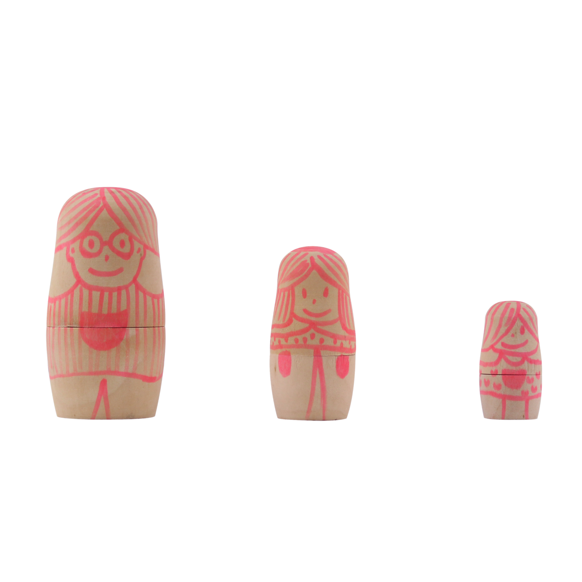 RUSSIAN WOODEN DOLLS - 8 / 6 / 4 cm - 3 pcs - 1 color