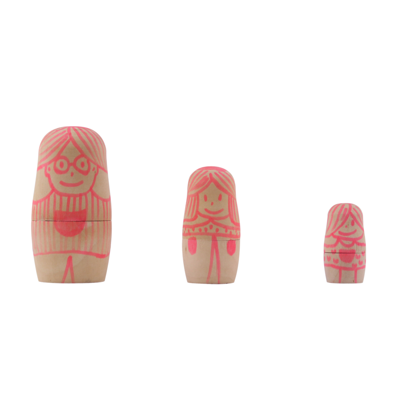 RUSSIAN WOODEN DOLLS - 8 / 6 / 4 cm - 3 pcs - 1 color
