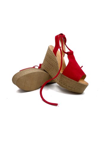 Dames lederen platform hakken rood, handgemaakte platform sandalen uit Griekenland, Sandalmania lederen bruiloft platforms, Griekse sandalen met hak