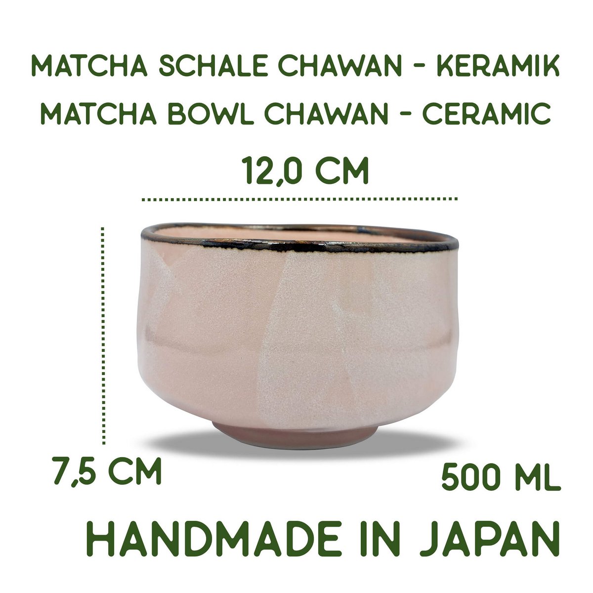 Japanse matcha bowl chawan pinku handgemaakt van keramiek