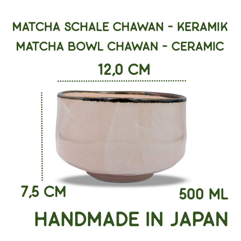 Japansk matcha skål chawan pinku håndlavet fra keramik
