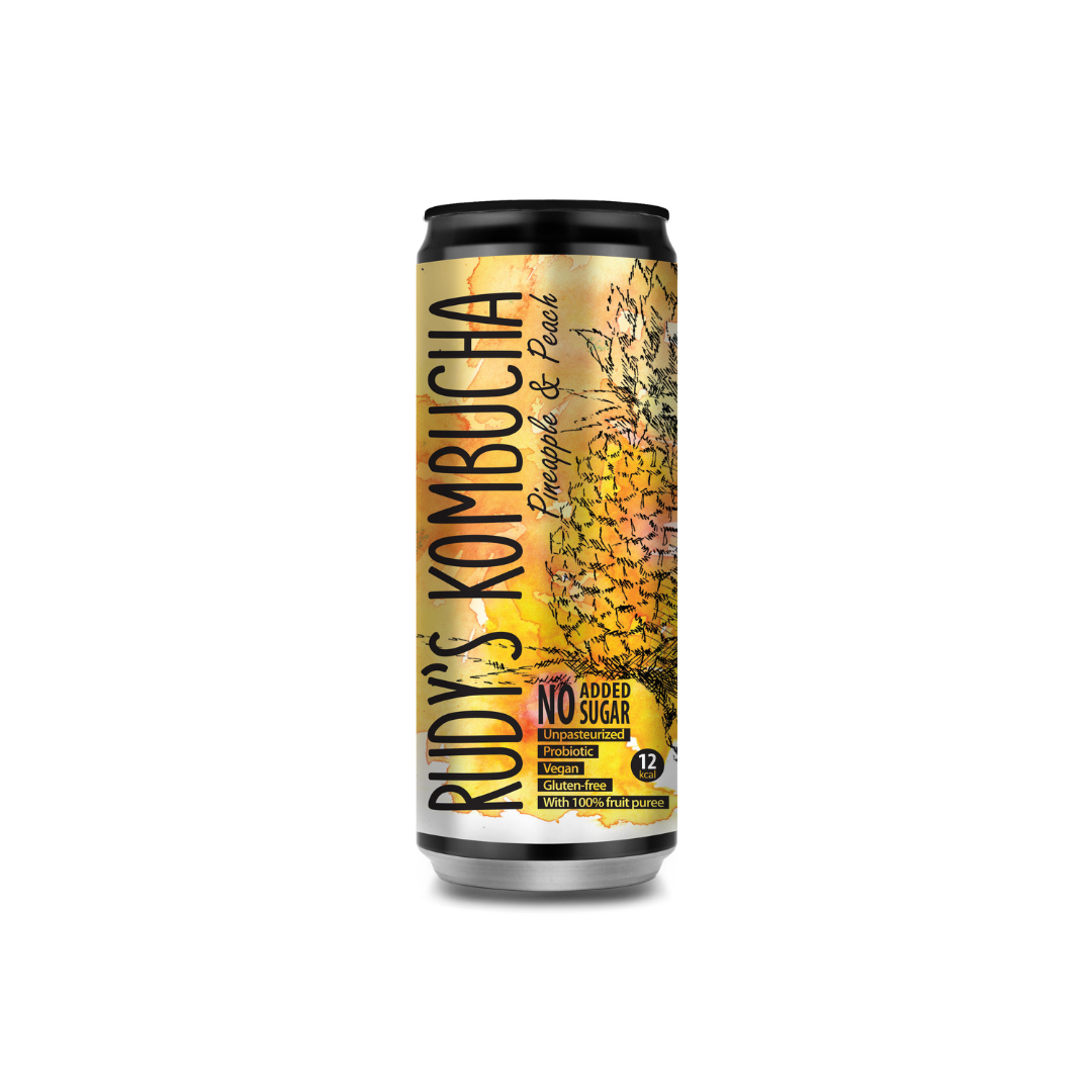 Rudys Raw Ananas & Peach Kombucha (24x330ml)