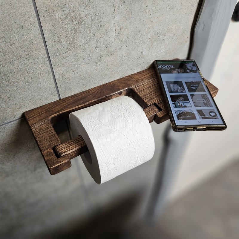 Porta della carta igienica fatta a mano per supporto a parete, organizzatore di bagno ecologico, piccolo casa o camper pronto