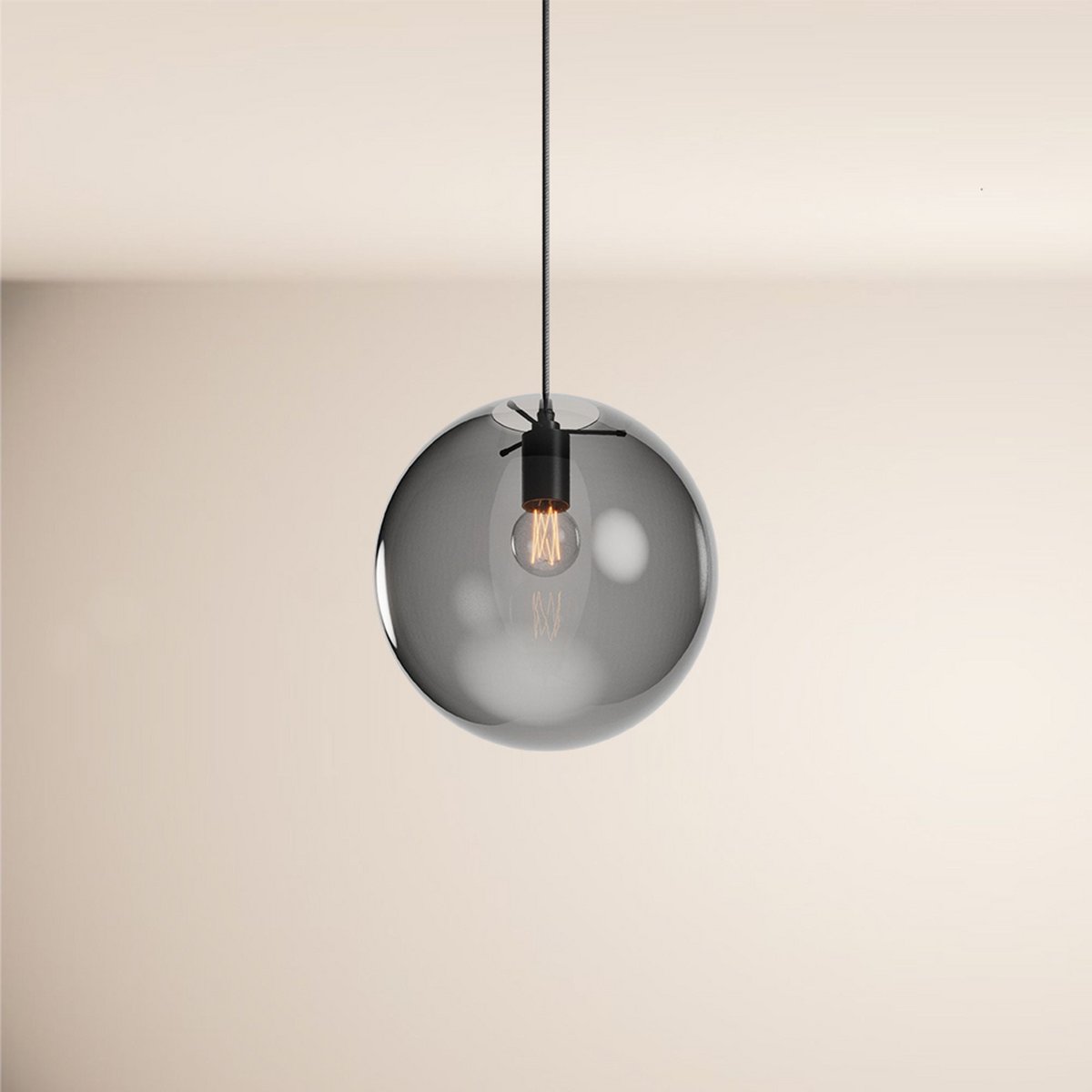 s.luce Orb glass ball gallery light 500cm suspension black
