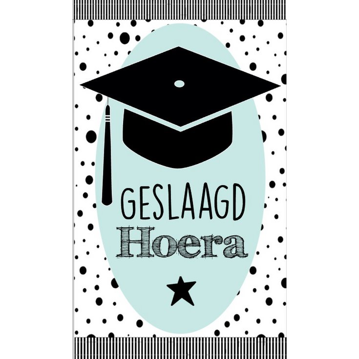 Tarjeta de 5 por 8,5 con el texto ''Passed Hurra''
