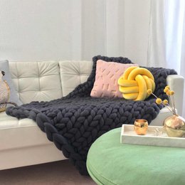 Wool blanket Cosima Chunky Knit, anthracite