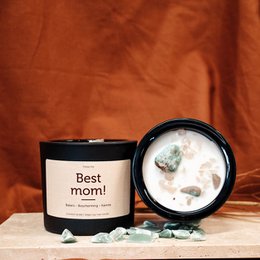 Gemstone scented candle: Best mom!