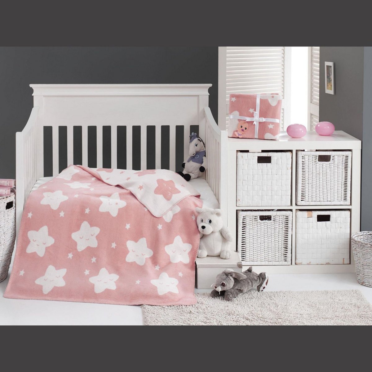 Star Cotton Baby Decke - rosa