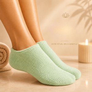 Moisturizing SPA Green Socks - Gel with Jojoba and Olive Oils, Vitamin E and Lavender - Against Dry and Cracked Feet, Restores Softness and Suppleness to Feet