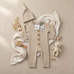 Nuvinokids® Bio Babydragt Sandbeige med Hat