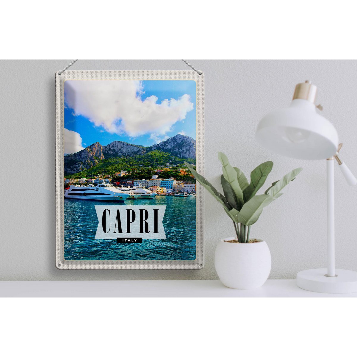 Tin Sign Travel 30x40cm Capri Italy Island Sea Vacation