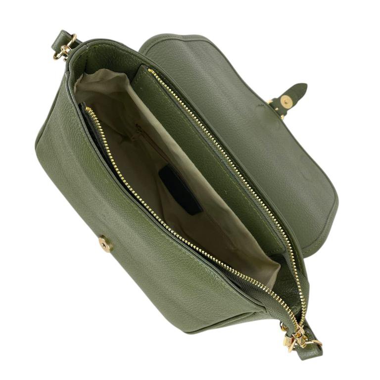 Bolso Bandolera de Piel con Asa Corta y Bolsillo Trasero B2B 57887