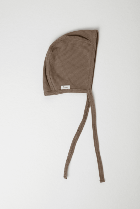 TISU ribbed baby bonnet, Taupe