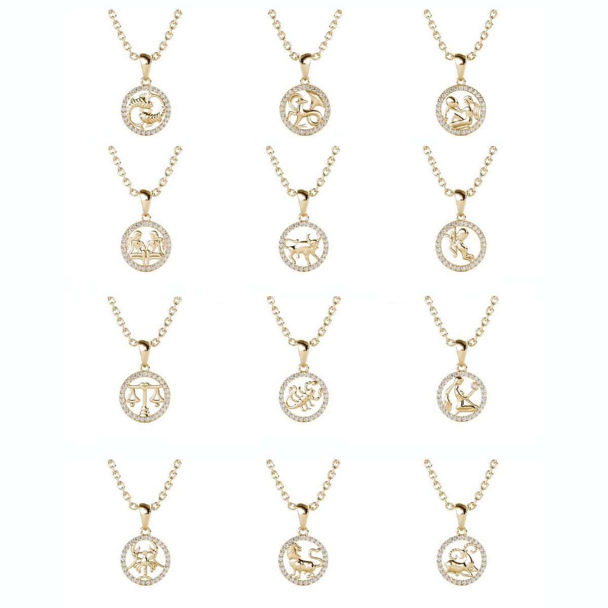 Collane zodiacali dorate 12 mesi - oro e cristallo