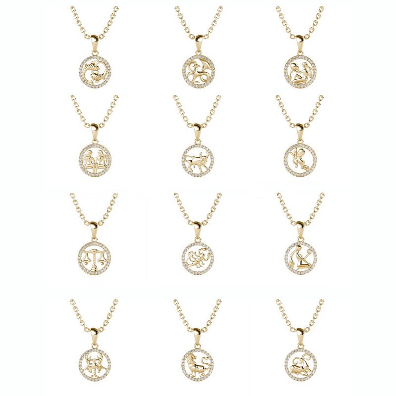 Collane zodiacali dorate 12 mesi - oro e cristallo