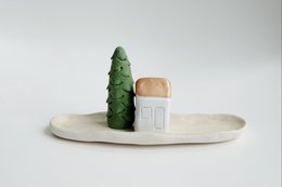 Christmas Giftbox with house, tree and candle