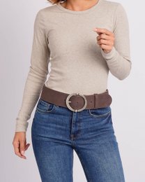 OP BESTELLING GEMAAKT Lean | Luxe leren riem met ronde vintage gesp