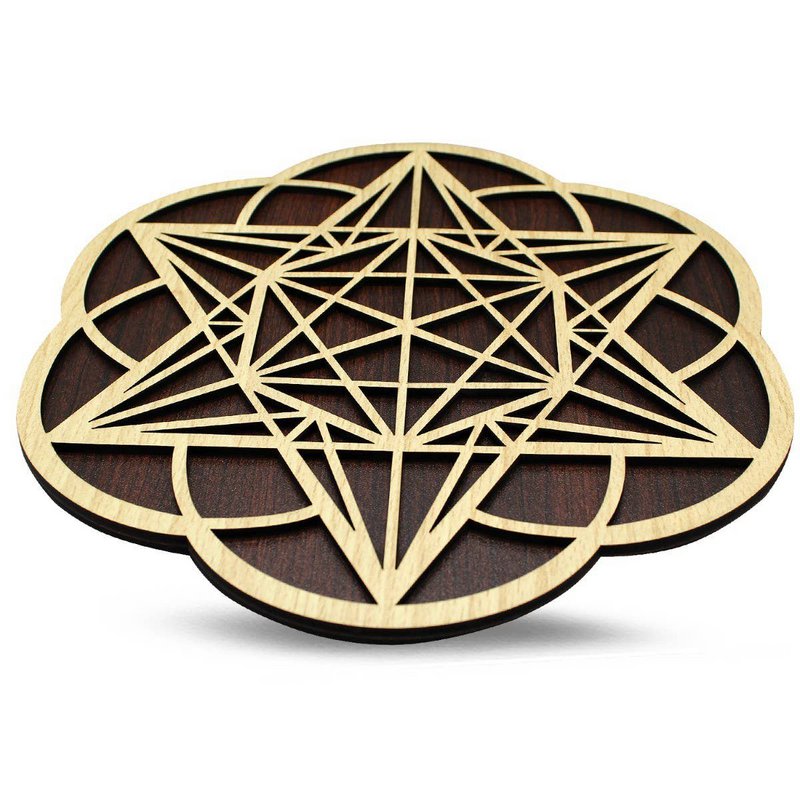 Griglia in legno Seme della vita e Metatron 25 cm Set di 2