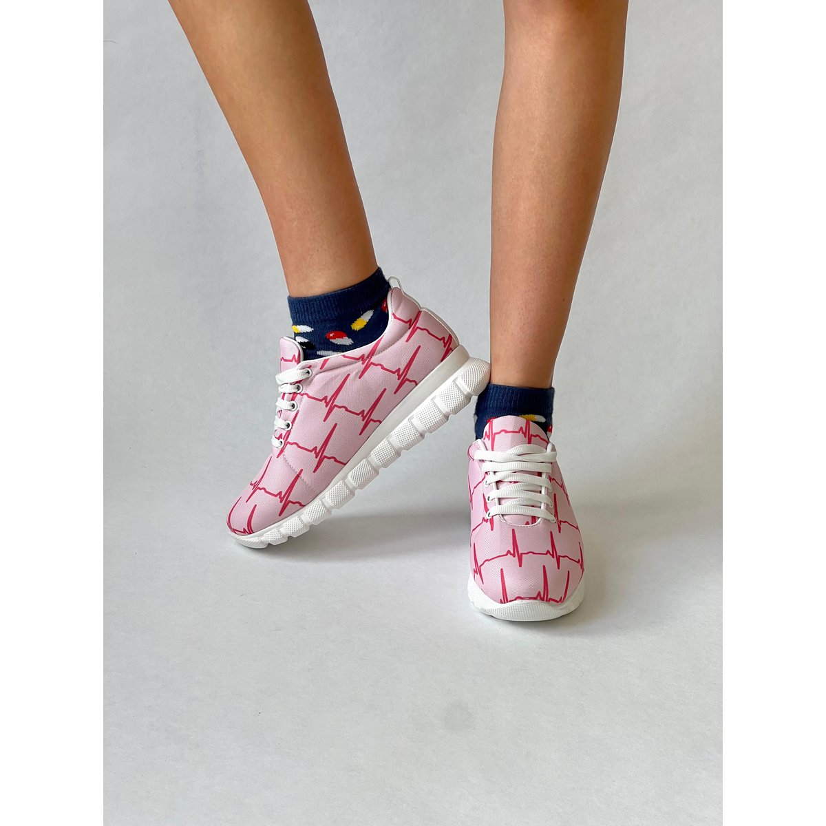 Medsocks Sneakers ECG Roze