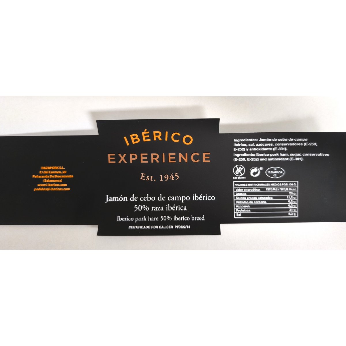 50% iberisk felt agn skinke (8-8,5 kg)