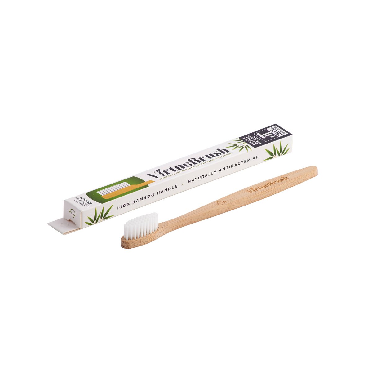 Brosse à dents en bambou blanc plat adulte