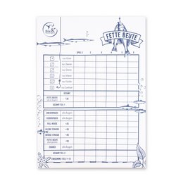 Play block "fat prey" dice game from recycled paper