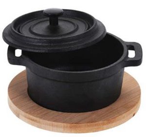 CAZUELA HIERRO BAMBU 13X13X8 NEGRO PC200217