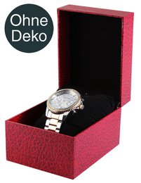 Watch folding box, cardboard, red, 7.5 cm x 9 cm x 11 cm