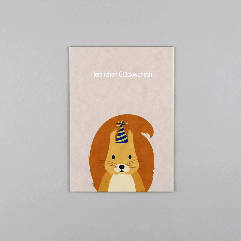Postkarte Holzschliff Eichhörnchen
