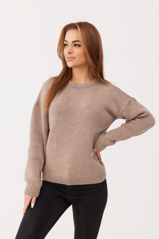 CHIARA-Pullover – 100 % Merinowolle – Taupe