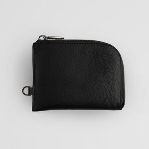 Schwarzes Leder-Portemonnaie mit Reißverschluss an Kette für Herren und Damen