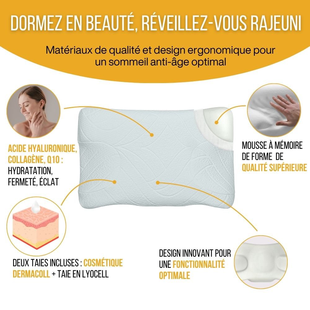 Anti-verouderingskussen met cosmetische kussensloop dermacoll | "Beauty Silk"