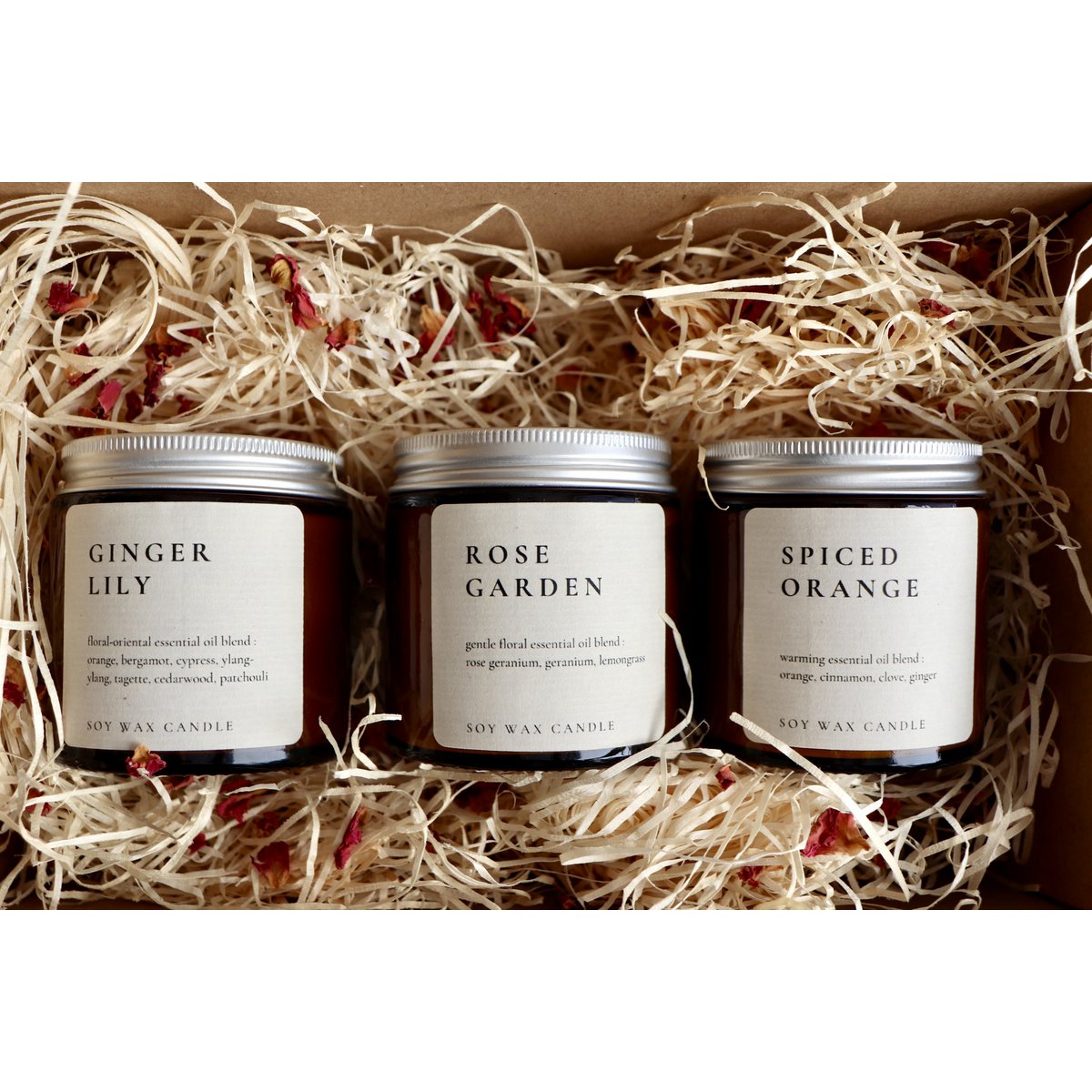 Gift set with candles - candle box with essential oils